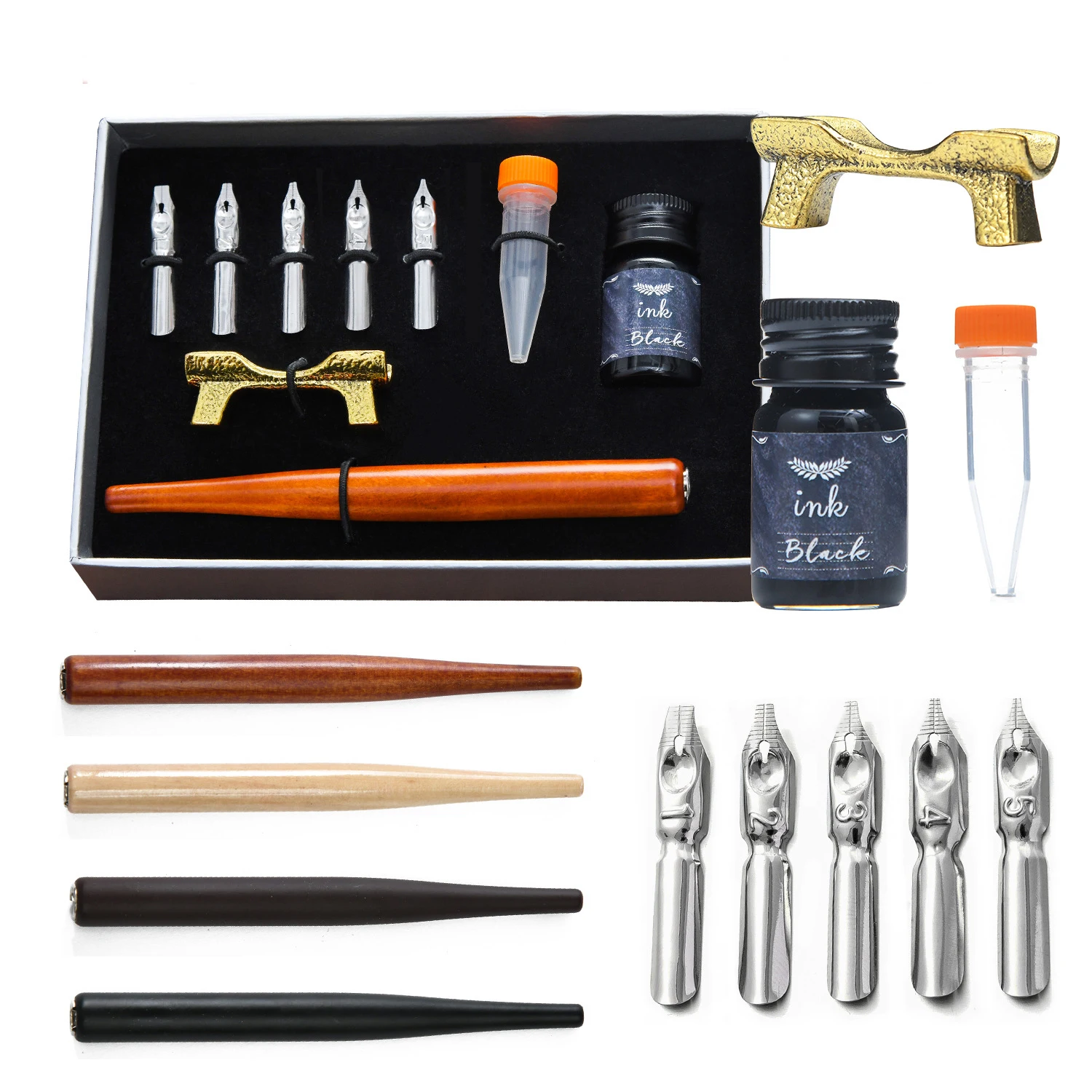 art supplies calligraphy dip pen with ink and 5 nibs set for kids adults writing drawing and Christmas new year gift