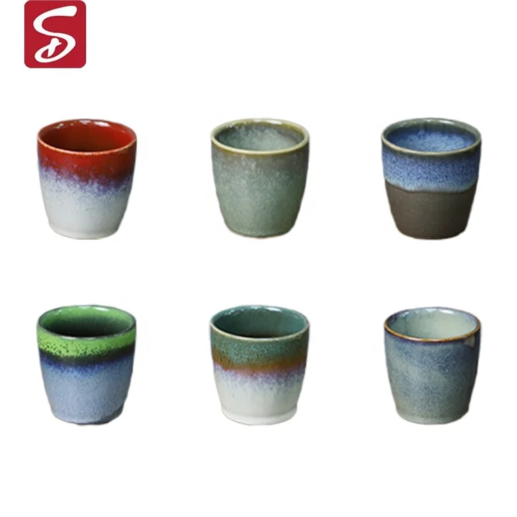 Cute Colorful Reactive Glaze Ceramic Vintage Coffee Cups Japanese Style Porcelain Tea Cup Ceramic Coffee Mug