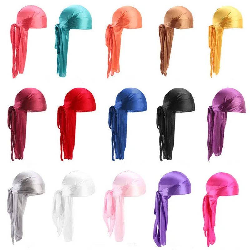 
mens plain color silky durag silk durags custom logo satin durag 