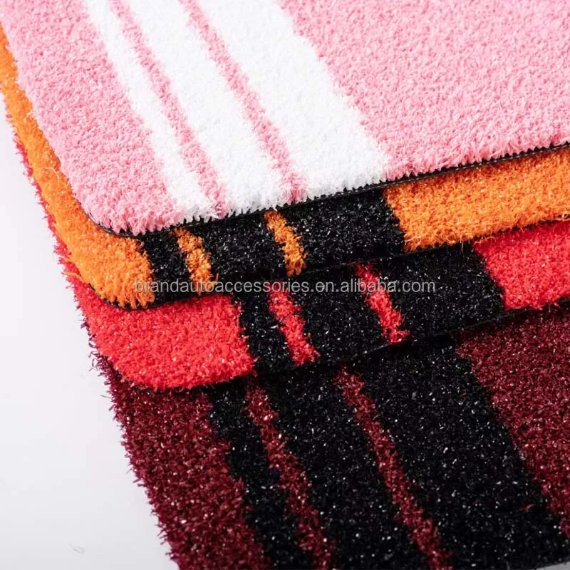 Modern Tufted Car Carpet Roll Customized Pattern Cushioned Plush Fabric Coated Rubber TPR Spike Backing Polyester Material