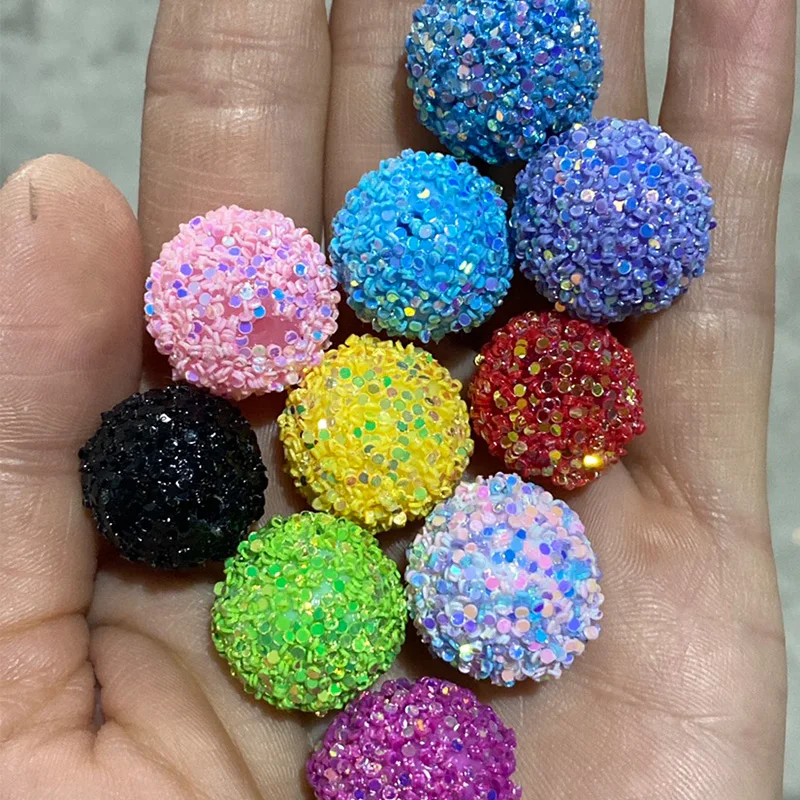 New Arrival Rhinestone Beads 20mm Mixed Colors Acrylic Gumball Druzy Iridescent Glitter Bead For Beaded Pen Making