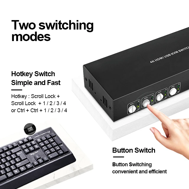 Vitalforce высококачественный двойной монитор HDMI KVM переключатель 4 порта горячая клавиша Arc Extractor 4K 30 Гц