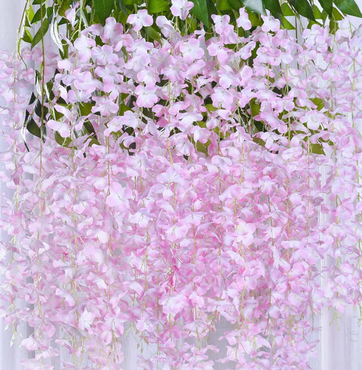 Artificial 3 branches  Hanging Flowers Wholesale Purple Wisteria Flower for Wedding Shopping Mall Landscape Gardening Decorative