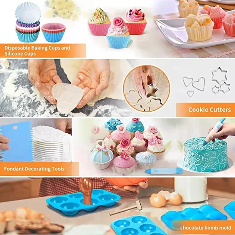 Wholesale 236PCS Turntable Icing Nozzle Icing Piping Tips Pastry Fondant Baking Equipment Tools Steel Accessories Cake Set 1.6kg