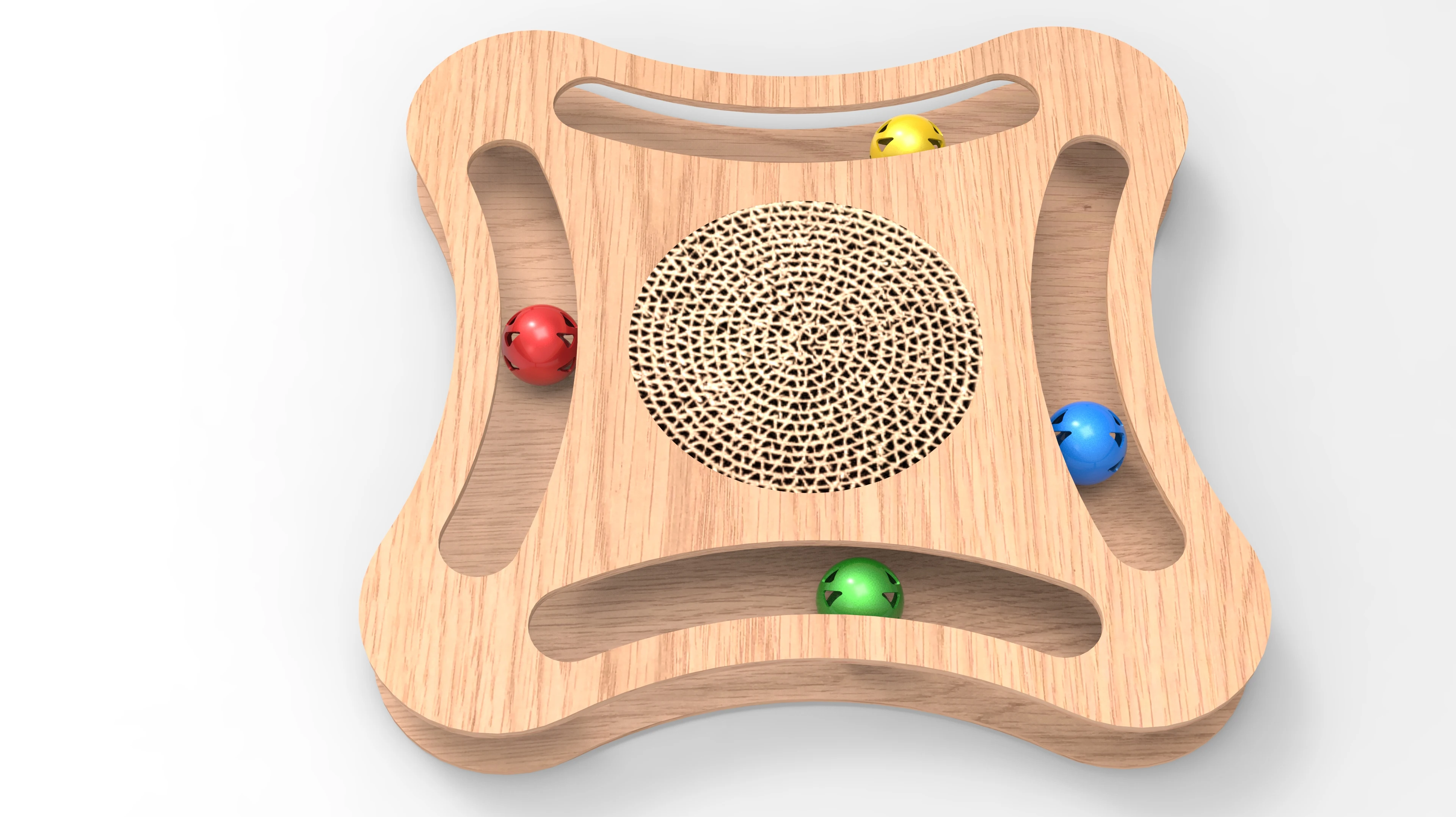 Tunnel Ball Track Cat Toy Durable MDF wooden Cat Scratcher Toy Interactive cat toy