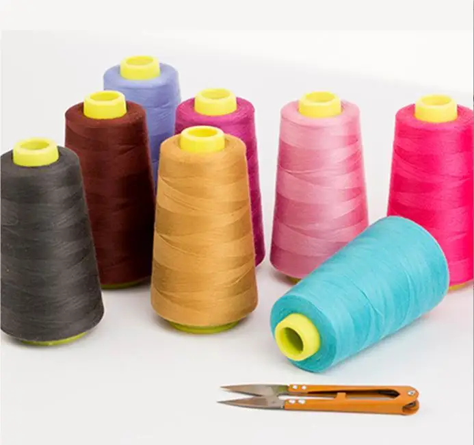 High Quality 8000 Yards 402 Large Roll Polyester Flat Sewing Thread Dyed Pattern PP Material High-Speed Machines Pagoda Thread