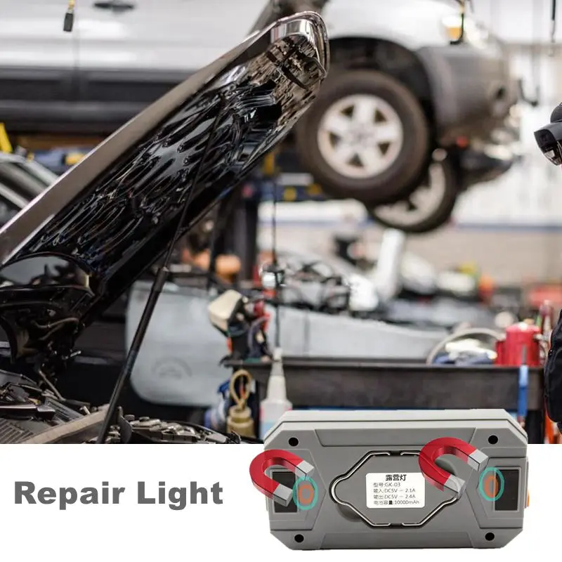 LED Rechargeable 10000mAh Power Bank Outdoor Flashlight Magnetic Base Multi-Purposes Work Light for Emergency Camping Hiking