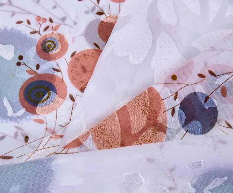 Manufacturer Wholesale Multicolor Pure Custom Printing Nylon Viscose Burnout Satin Skin Care Natural Fabric For Dress Garment