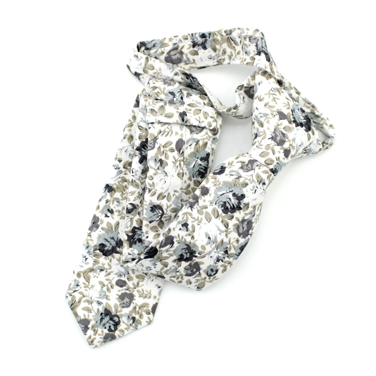 Wholesale Tie Flower Convenient Student Boy Girl Hook Loop Handmade Cotton Print Shengzhou Pretied Slim Skinny Children Necktie