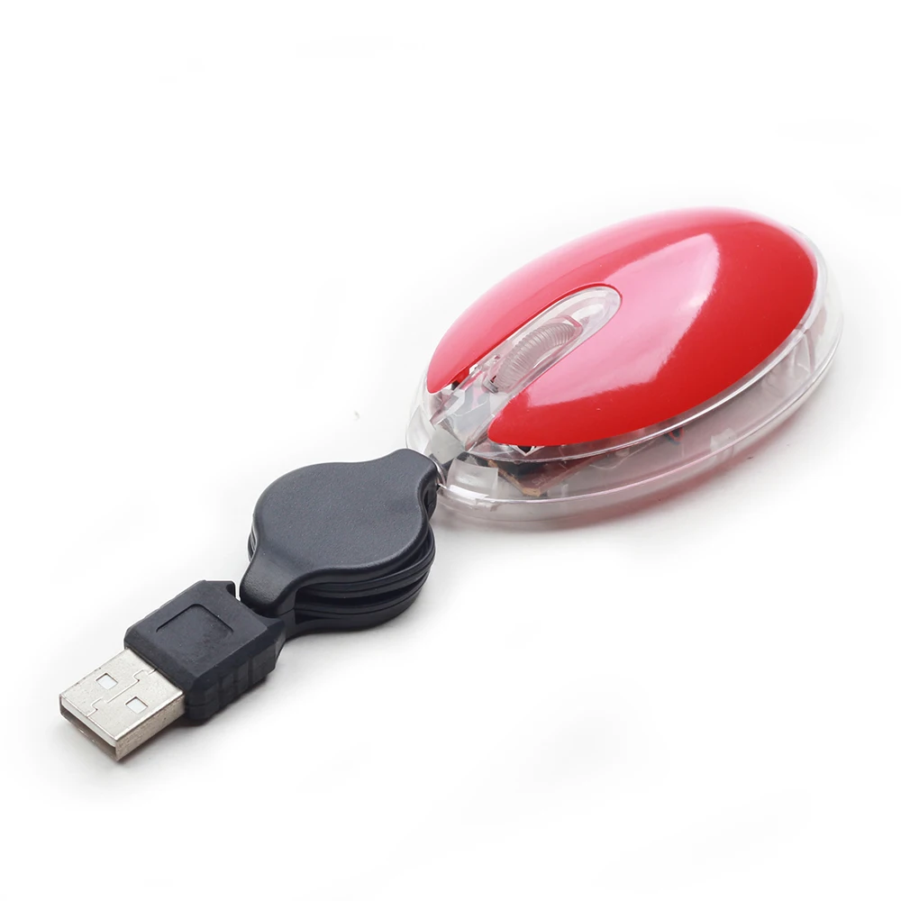 Cute Mini optical mouse with flexible cable USB Mouse with Retractable Cable