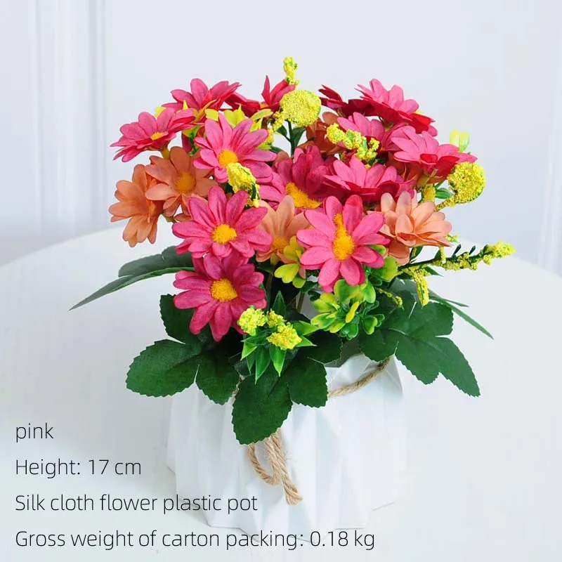 2012 горшки для растений-маргариток искусственные африканские маргаритки цветы герберы шелковая ткань украшение дома
