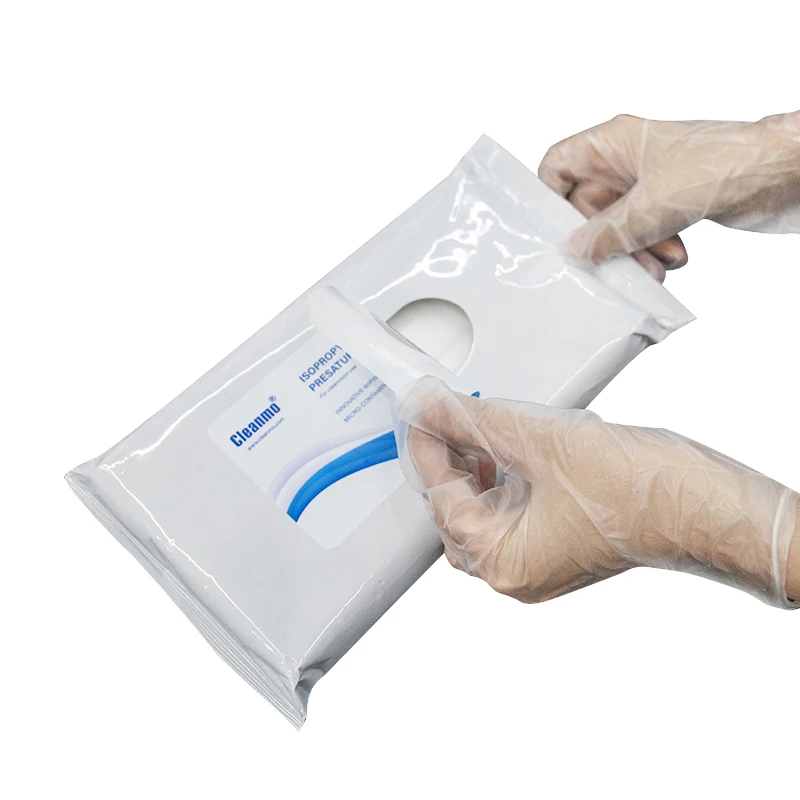 Custom Logo Industrial Workshop Wet 70% IPA Pre-Wetted Cleanroom Cleaning Lint Free Isopropyl Alcohol Presaturated Wipes