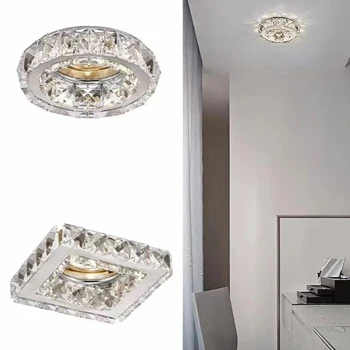 Mini crystal ceiling lights round lamp GU10/MR16 recessed spotlight