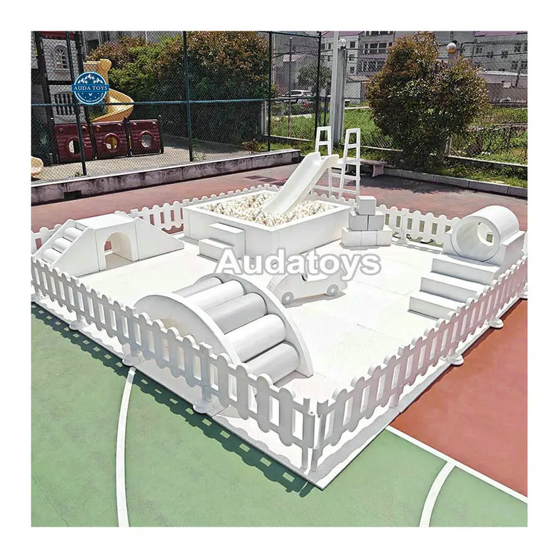 16FT Mobile White And Gray Customized Kids Indoor And Out Door softplay Playground Soft Play Equipment Set With Slide