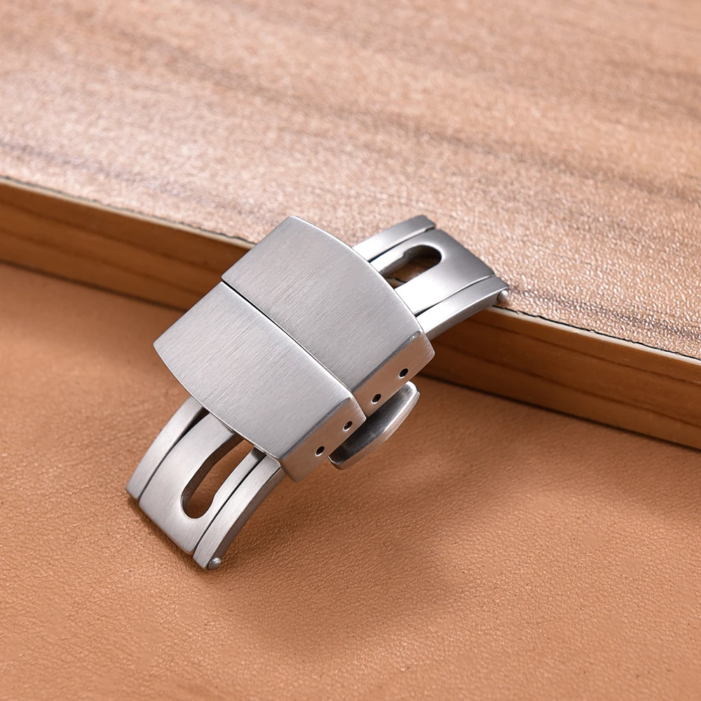 JUELONG FKM Watch Strap Butterfly Buckle Stainless Steel Polished Gold Silver Folding Buckle 18mm for Rubber Watch Band 20mm