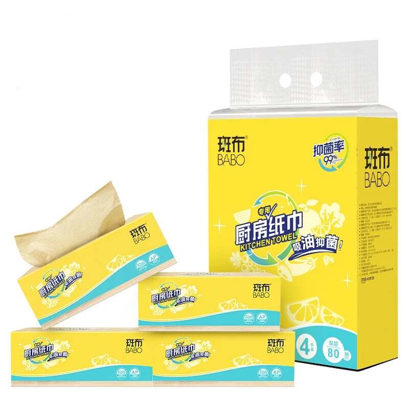 100% Bamboo Pulp Kitchen Tissue Cleaning Paper 80 counts 2-ply