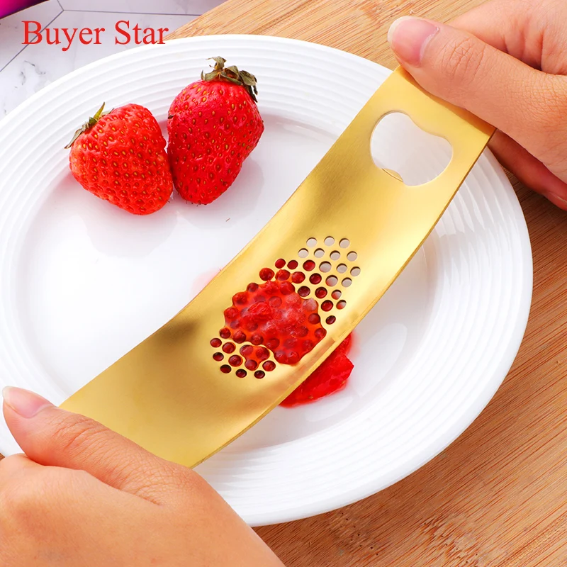 Buyer Star Kitchen Gadget Stainless steel Arc Manual Garlic Press 2 in 1 Bottle Opener Garlic Press