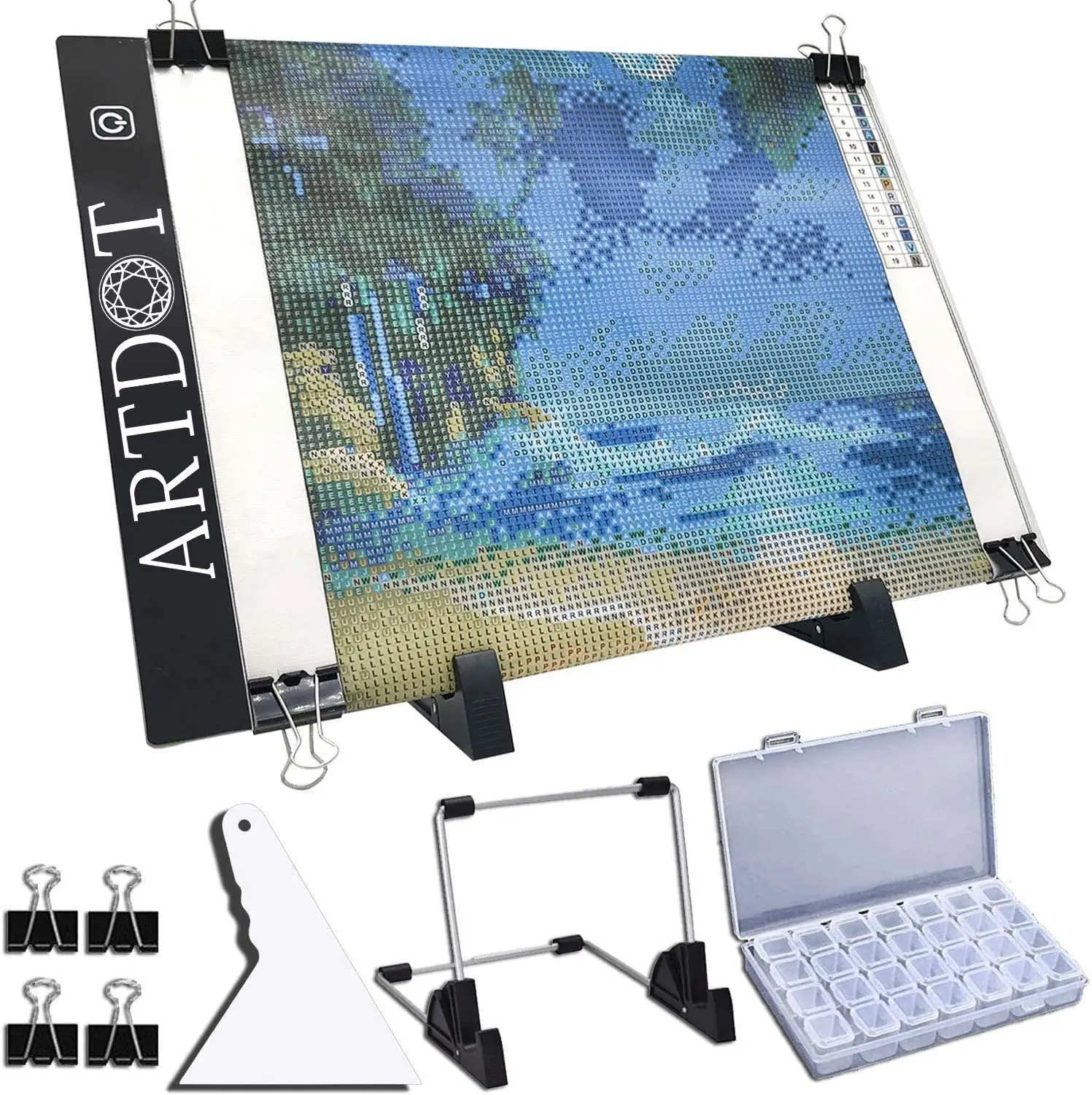 
ZOOYA ARTDOT - Almohadilla de luz LED A4 para pintura de diamante, kit de tablero de luz alimentado por USB, brillo ajustable c 