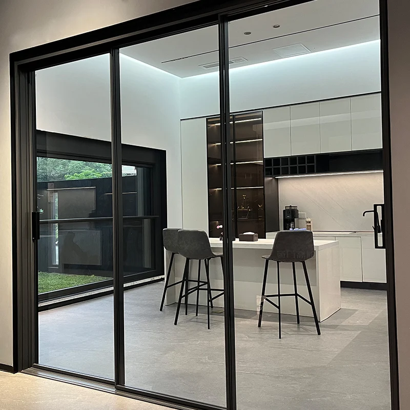 Soft Closing 8 Wheel Sliding Door With Handle Home Villa Security Aluminum Glass Doors