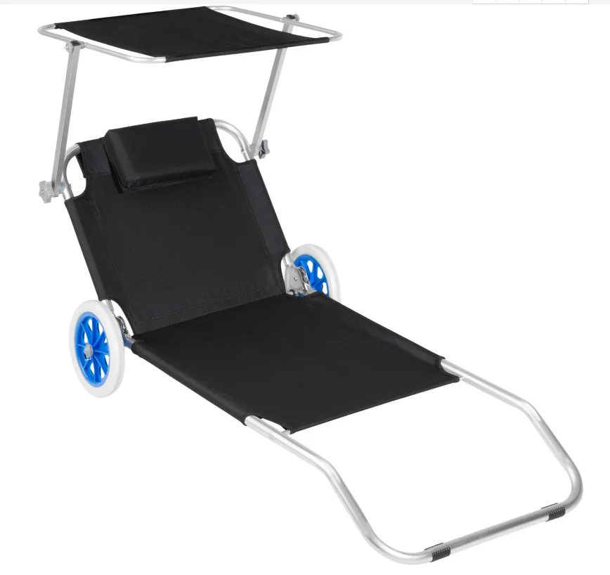 Outdoor Portable Folding Camping Sun Lounger Backpack Sea Beach Chair Shade With Wheels And Umbrella