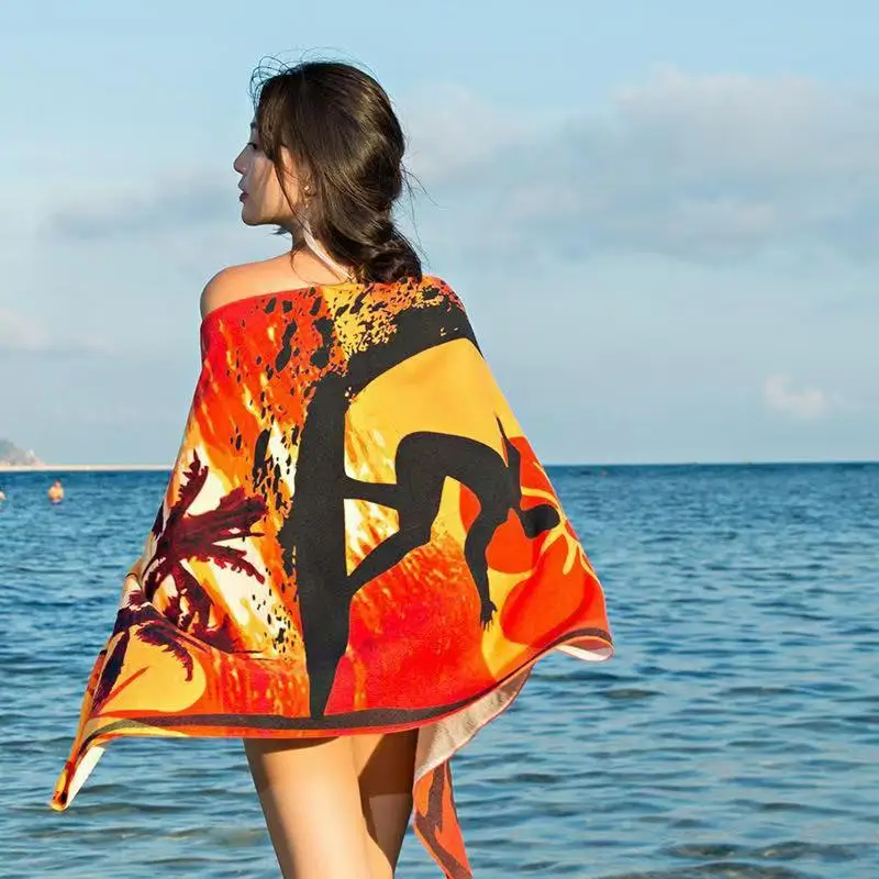 Custom Digital Reactive Printed Cotton  Velour Beach Towel  for Sports  Concerts