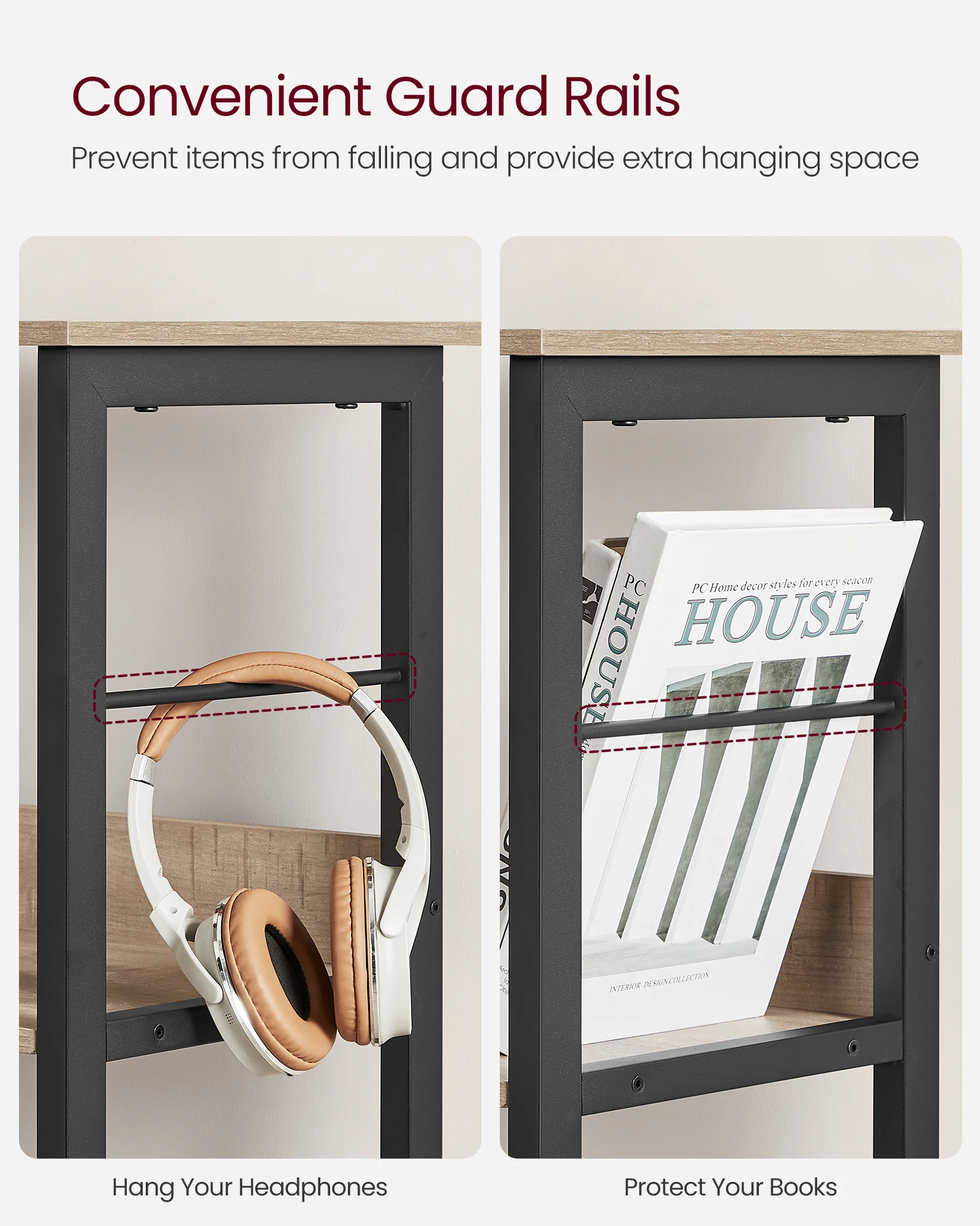 Промышленная лестничная полка VASAGLE 3-уровневая для хранения Офисная Книжная Полка