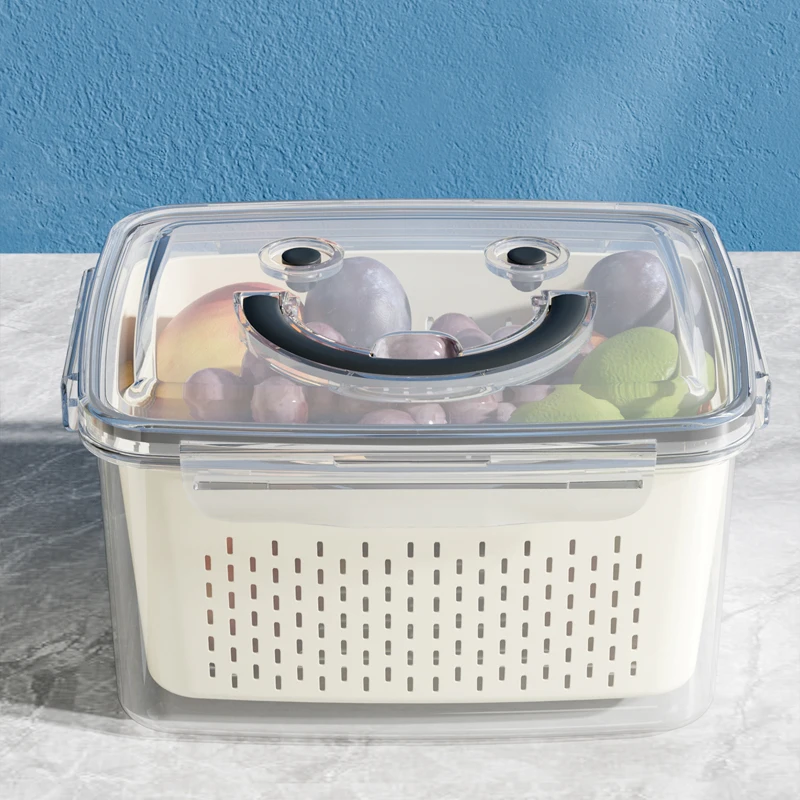 Transparent Plastic with Handle Fridge stackable bins organizers for kitchen Fruit and vegetable box Food storage containers