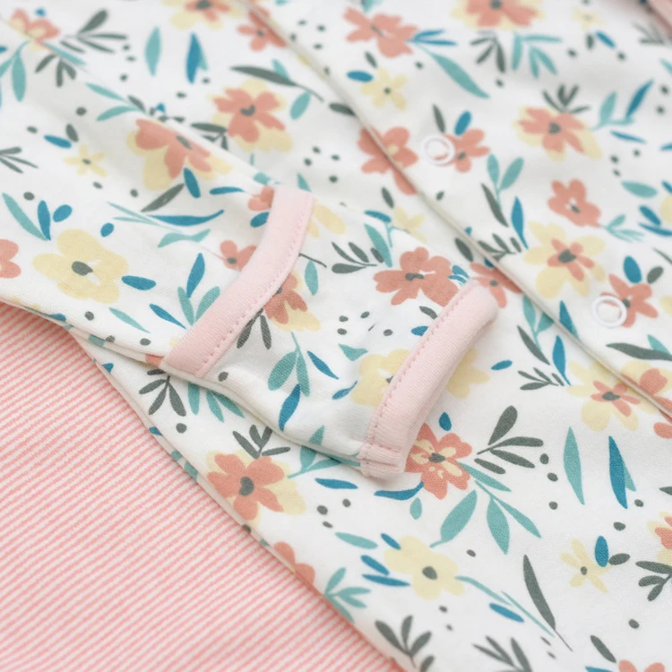 Customized Autumn Kids Baby Jumpsuit Long Sleeve Baby Footie Romper Organic Cotton Baby Pajamas