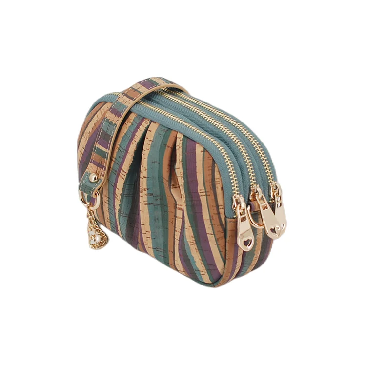 High Quality Gold Metal Chain Natural Cork Shoulder Bag Eco-friendly Cork Crossbody Bags for Girl