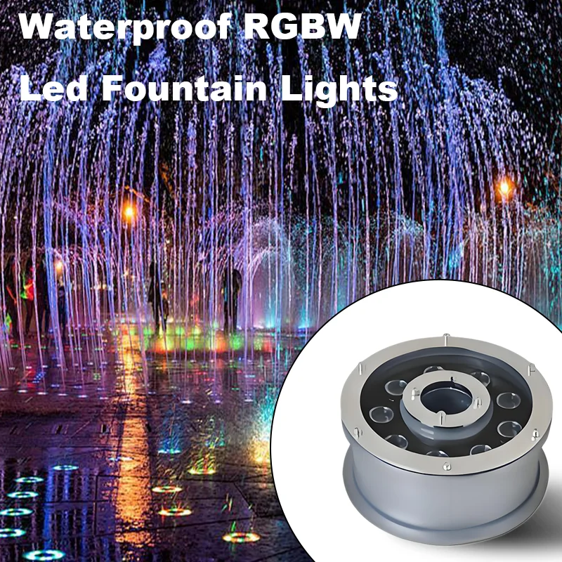 Outdoor RGB swimming pool IP68 landscape stainless steel DC24V LED underwater fountain light embedded fountain landscape light