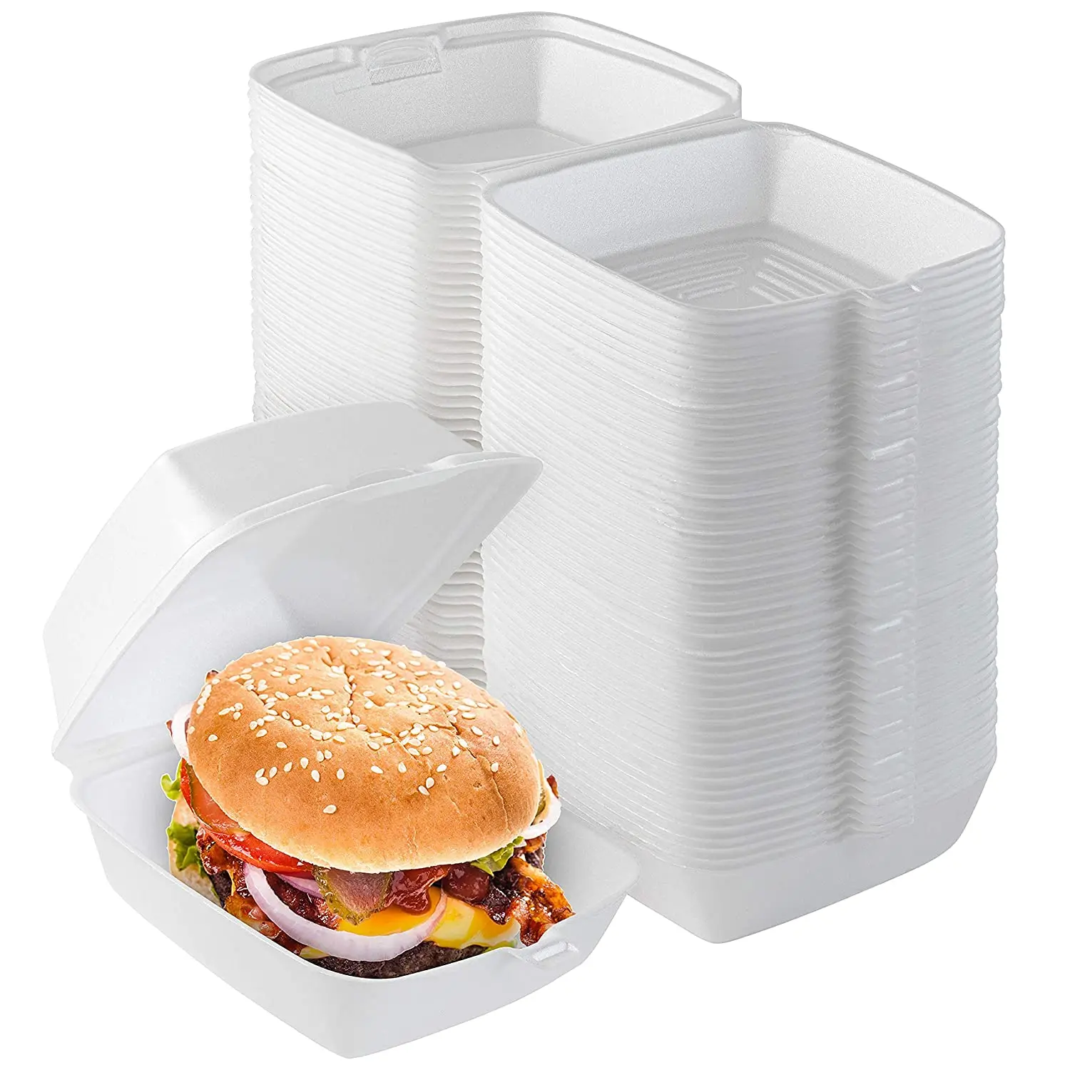 6 x 6 Clamshell Takeout Box Foam Containers for Food Small to Go Containers Sugarcane Bassage Food Containers
