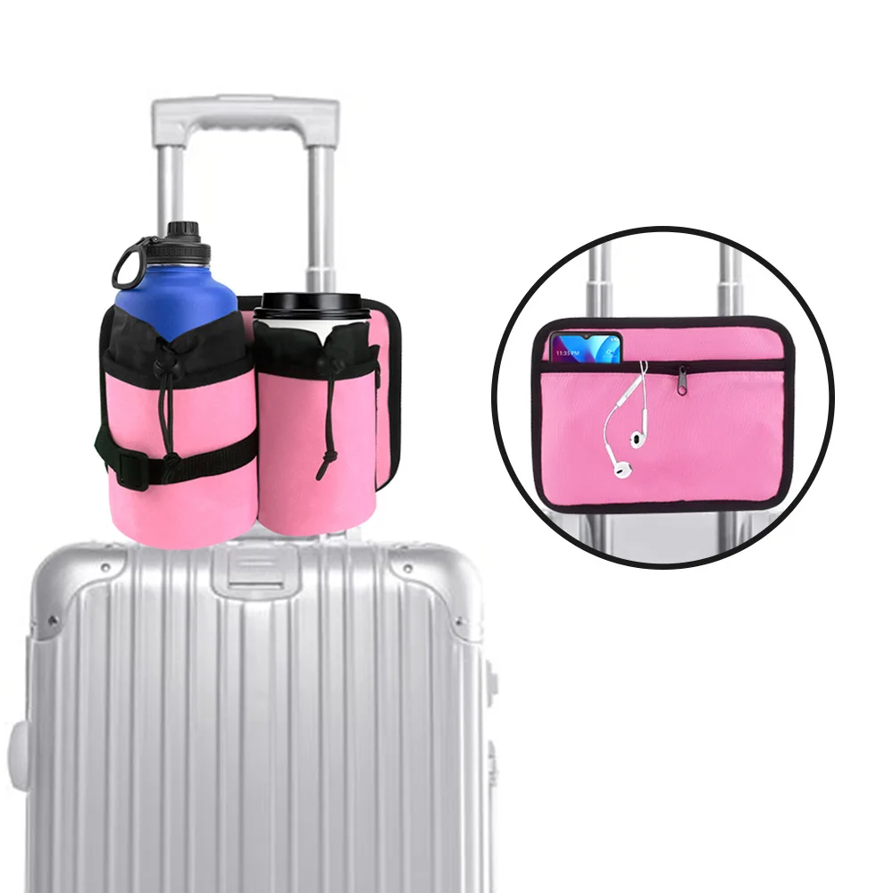 Luggage Travel Cup Holder Durable Free Hand Travel Luggage Drink Bag Travel Cup Holder Storage Bag Fits All Suitcase Handles