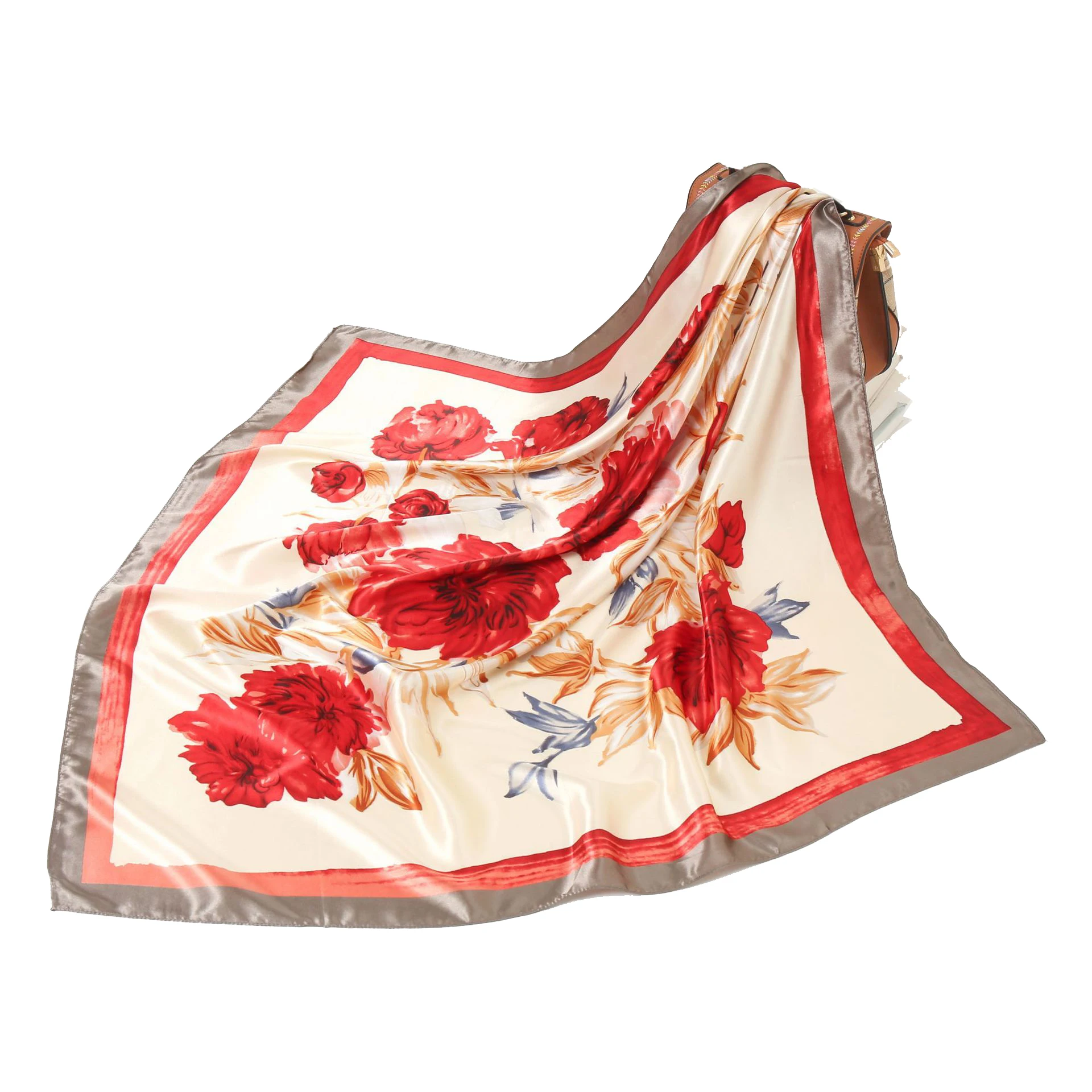 Атласные хиджабы с принтом на заказ, шарфы, накидка для волос, головной платок для авиакомпании, стюардесс, квадратный шелковый шарф, Женский полиэстер