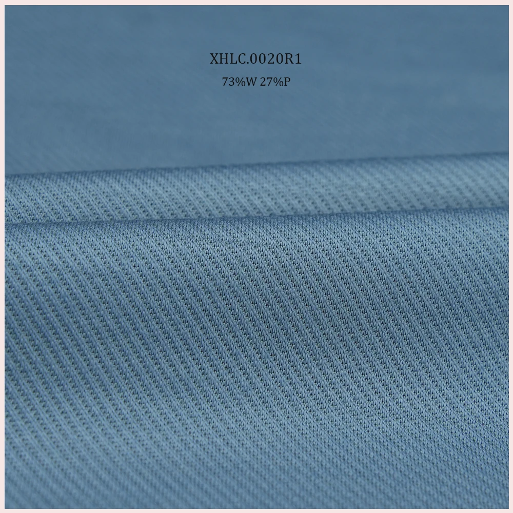 Twill Jacquard Organic Merino Wool Blends Knit Fabric 73%W 27%P Fabric For Coat Sweater Dress Sportswear Suit T-shirt