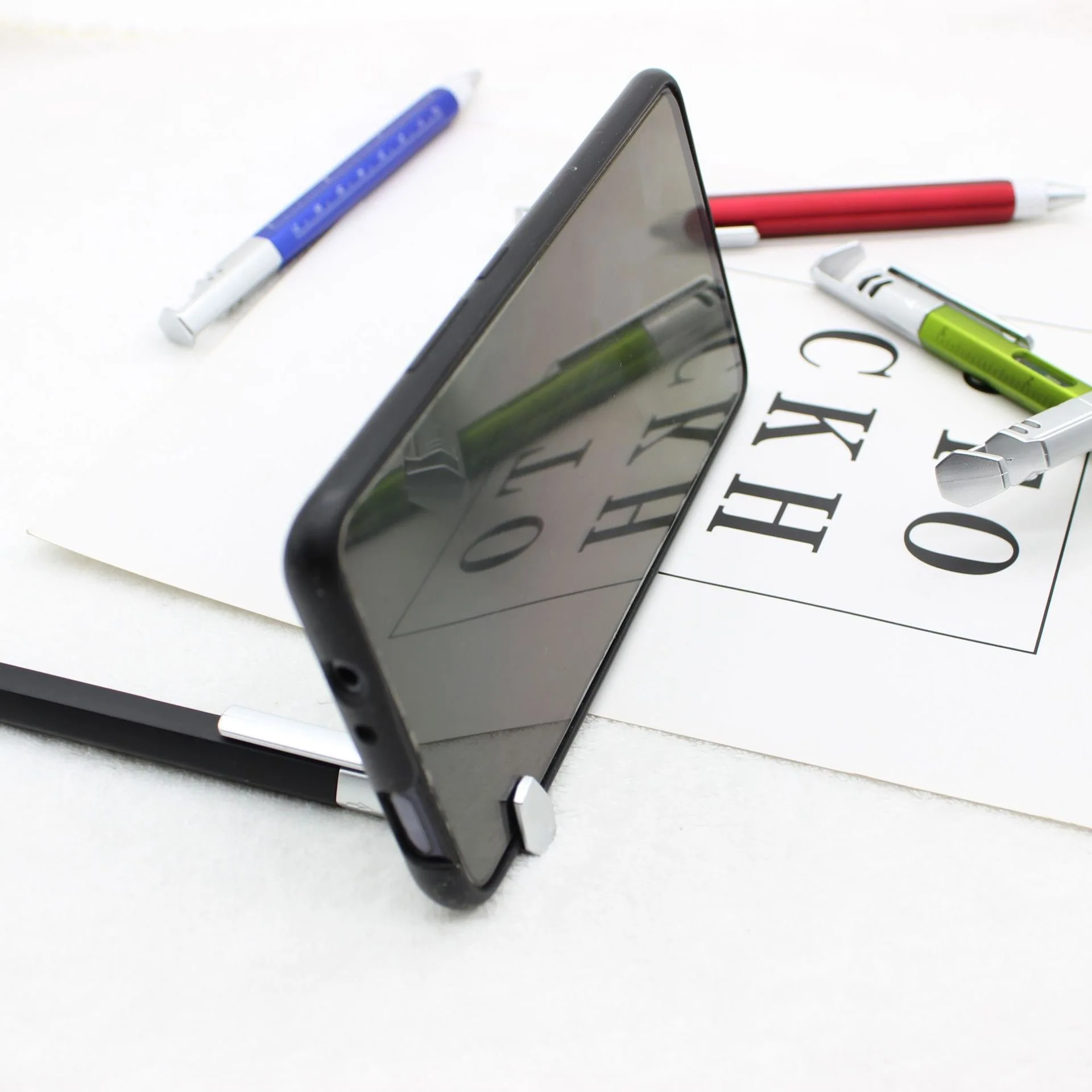 Custom Logo Multi Function Plastic Ballpoint Writing Pen Spirit Level Ruler Tool Pen