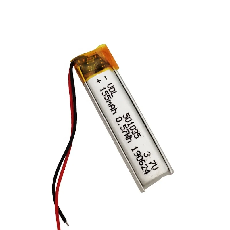 501035 3.7V 155mAh lithium ion polymer battery with pcb