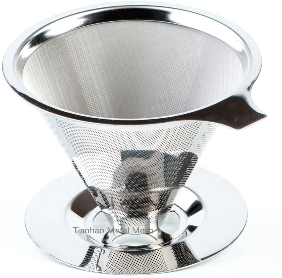 Paperless and Reusable Stainless Steel Cone Coffee Filter Pour Over Coffee Filter