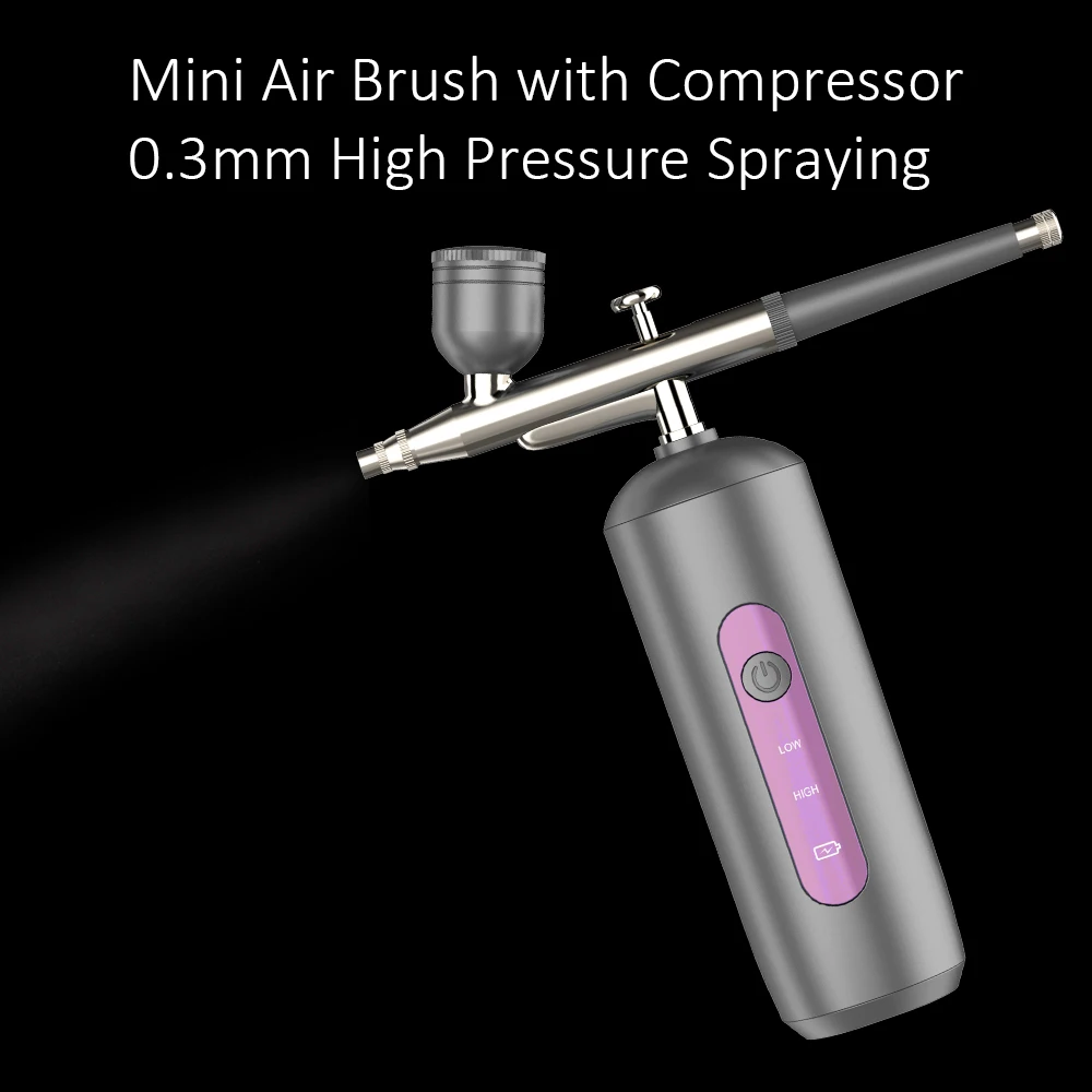 Airbrush With Compressor Portable Airbrush Gun Kit Rechargeable Handheld Air Brush For Painting Makeup Cake Mode Nail Art Tattoo