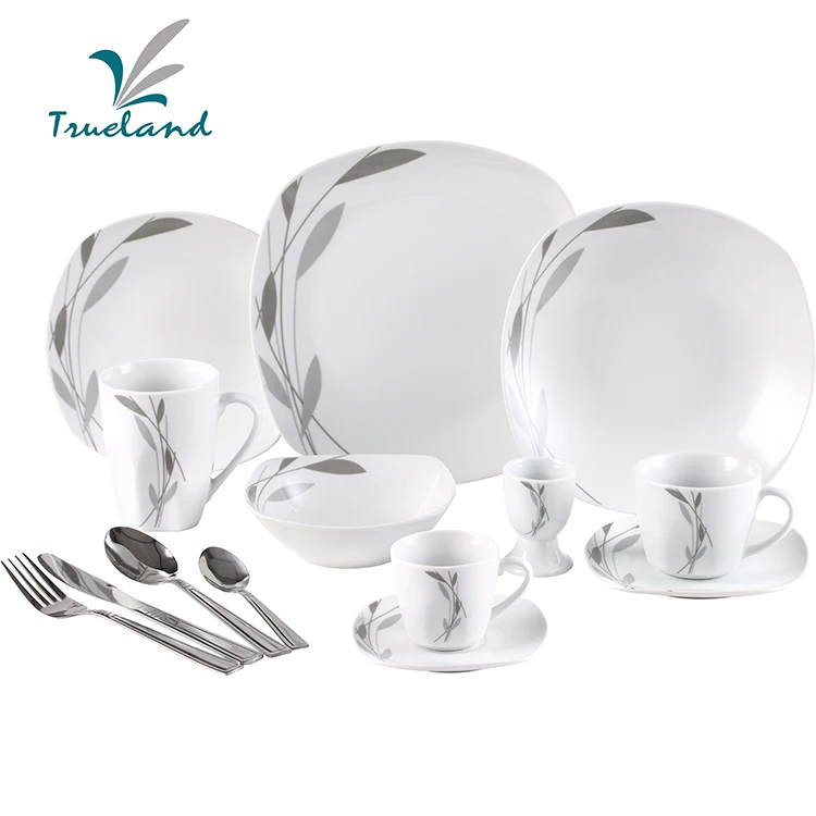 
Wholesale 84pcs ceramic plate dinner set tableware sets with stainless steel cutlery set 