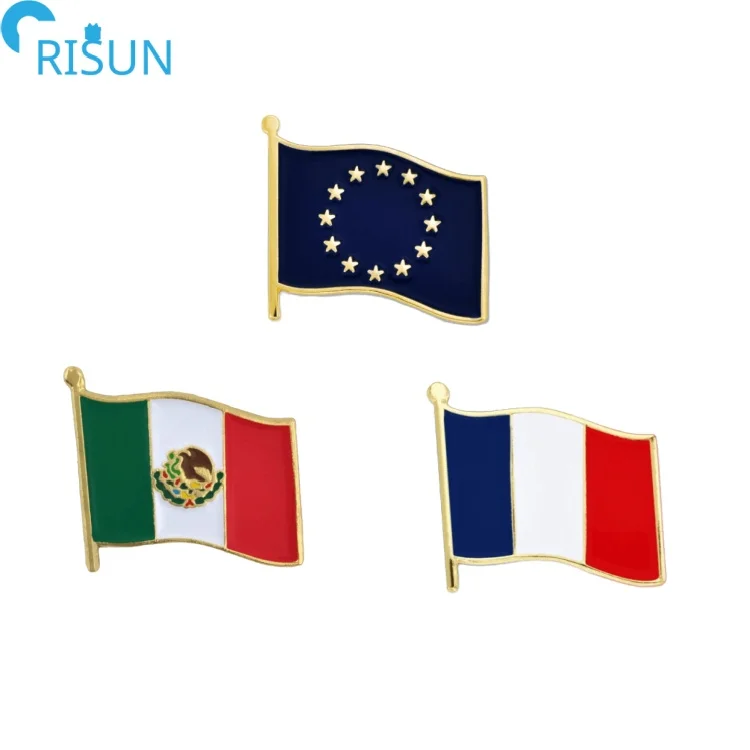Souvenirs Customized Soft Enamel World Country National Flag Badges Brooches Custom World Country National Flag Enamel Pin Badge