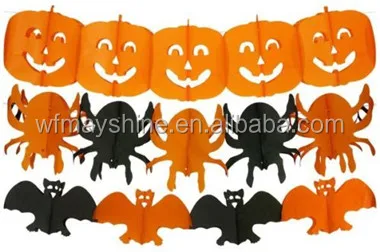 Pumpkin Bat Spider Halloween Paper Hanging String Tissue Paper Garland