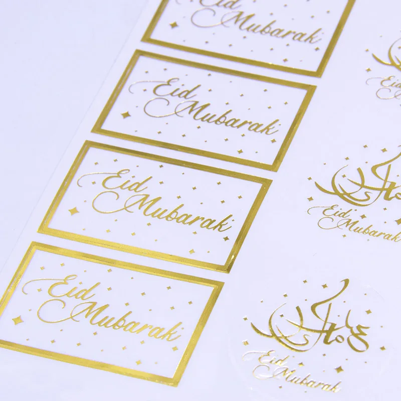 631134 EID Mubarak Gift wrapping sticker Ramadan clear PE gold tag count down advent calendar marker Muslim party supplies decor