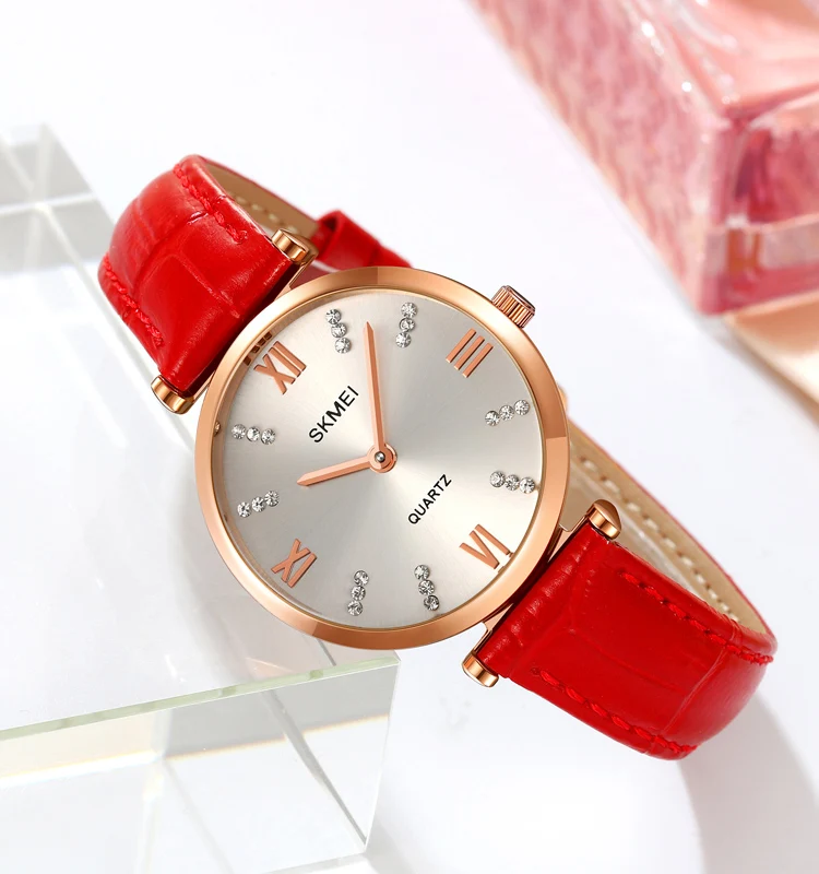SKMEI 2180 WOMEN QUARTZ WATCH FLIMSY LEATHER STRAP WATERPROOF WATCH