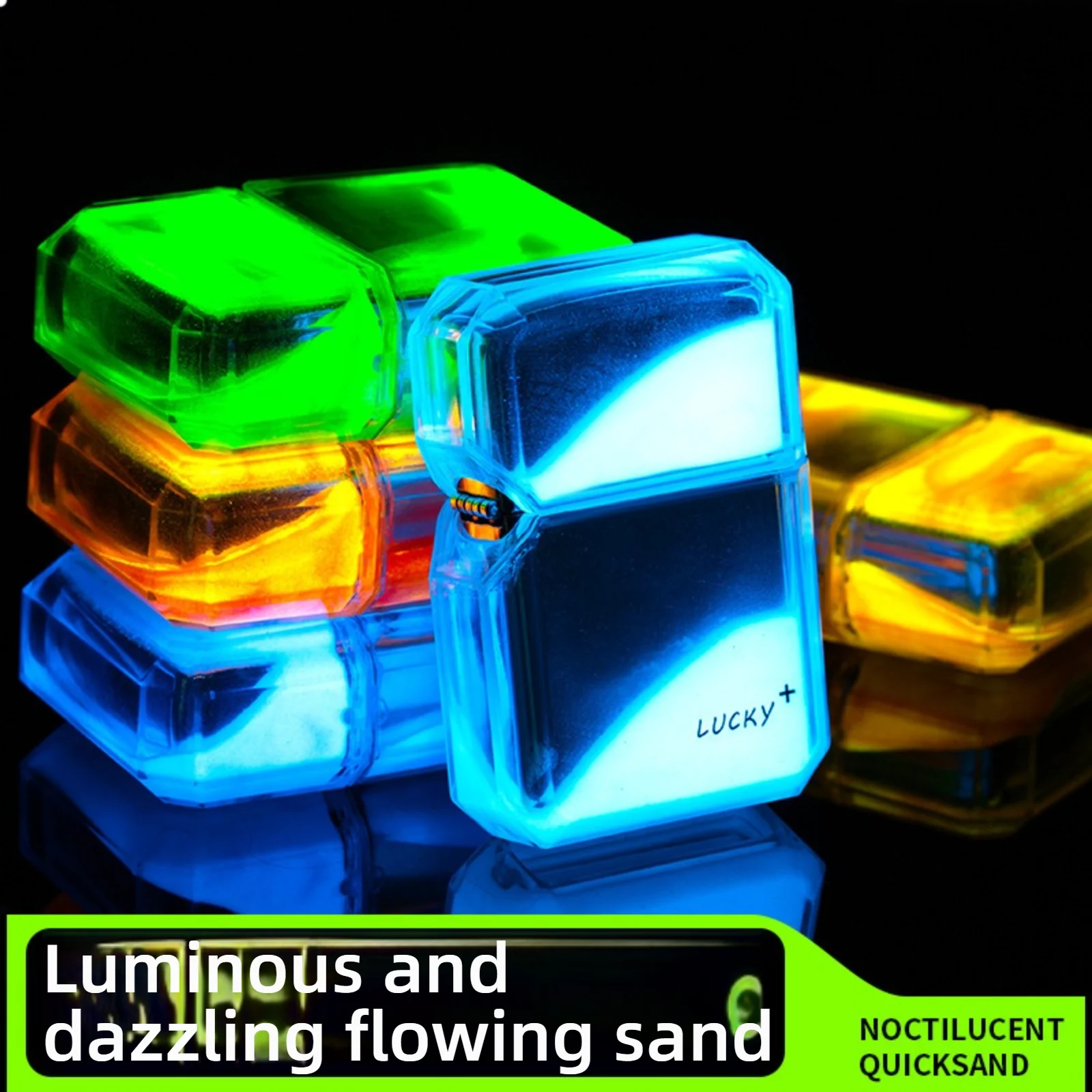 luminous colorful quicksand kerosene windproof cool lighter ins style stars circulation lucky lighter gifts