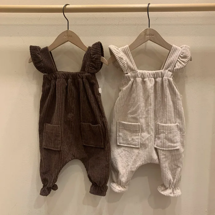 LL03235 autumn new arrival infant baby girls rompers toddler kids jumpsuit overall dress clothing set wholesale sleeveless