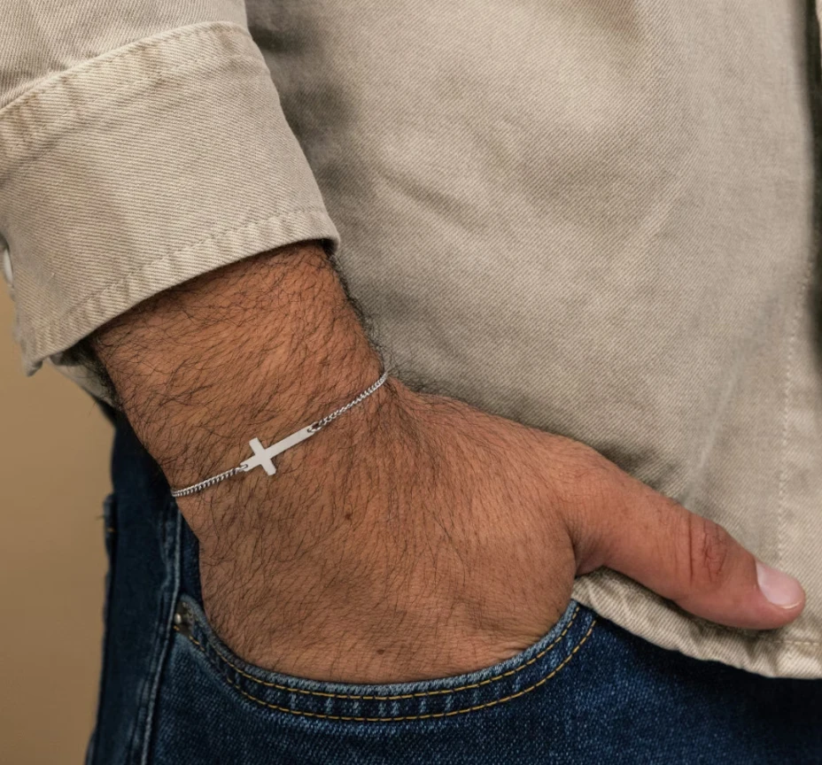 Men Cross Bracelet Christian Bracelet Catholic Bracelet Religious Jewelry Anniversary Gift Christmas Gift For Him