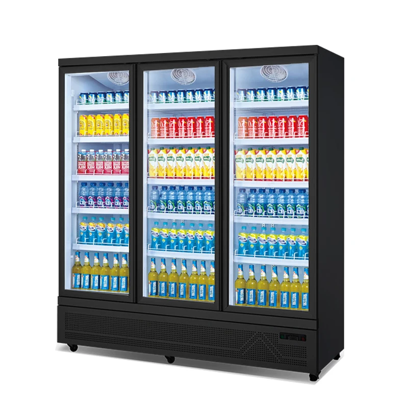 automatic convenience store drinks standing vertical glass door showcase vending machine fridge refrigerator