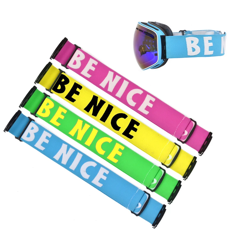 Good Quality Custom LOGO Adjustable Strong Elastic Strap Jacquard 100% Natual Elastic Ski Goggle Strap Polyester Webbing