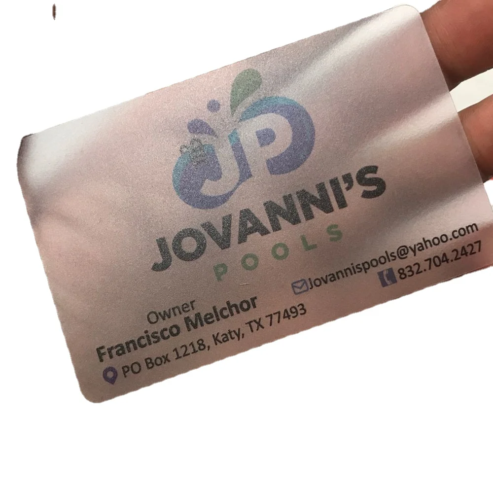 Матовая матовая прозрачная визитная карточка из ПВХ