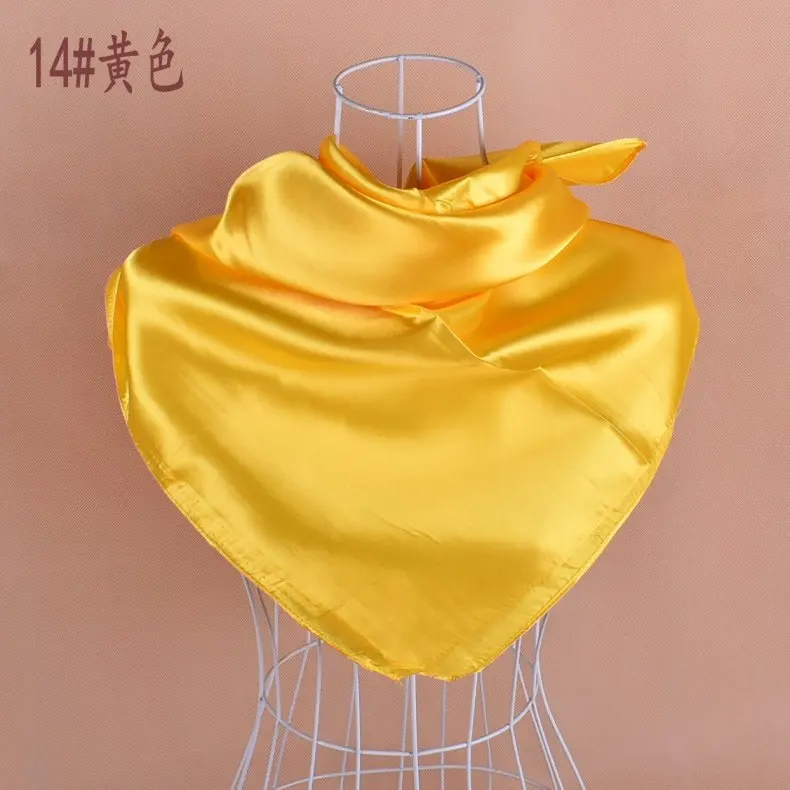 New arrival solid style muslim hijab scarf women headwrap 90x90cm luxury various plain colors square artificial satin silk scarf